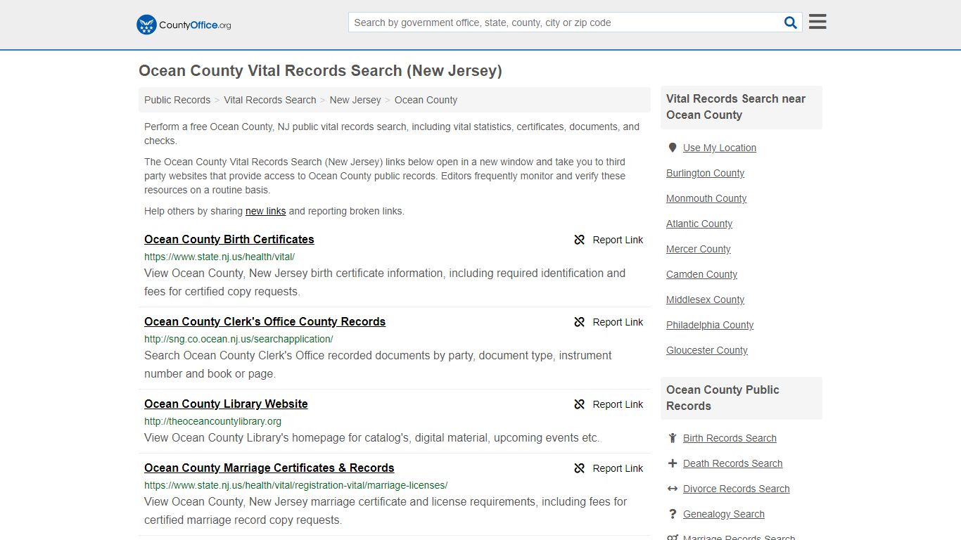 Vital Records Search - Ocean County, NJ (Birth, Death ...